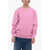 AUTRY Fleeced-Cotton Crew-Neck Sweatshirt With Embossed Logo Pink