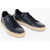 CORNELIANI Id Solid Color Leather Low-Top Sneakers Blue