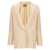 TWINSET Beige Single-Breasted Jacket With Shawl Neckline In Linen Blend Woman Beige