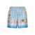 Casablanca Light Blue Shorts With All-Over Graphic Print In Silk Man MULTICOLOR