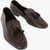 CORNELIANI Solid Color Leather Kiltie Loafers Brown