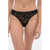 Armani Emporio Solid Color Lace Brazilian Briefs With Logo Charm Black