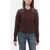 Golden Goose Crew Neck Aran Virgin Wool Sweater With Crystals Brown