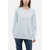 Michael Kors Crew Neck Fleeced Cotton Blend Sweatshirt With Printed Logo Light Blue