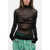 MUGLER Mesh Top With Drapped Detailing Black