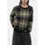 Michael Kors Crew Neck Wool Blend Sweater With Tartan Pattern Black