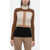 Chloe Turtleneck Wool Sweater With Color Block Pattern Beige