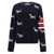 Thom Browne Dark Blue All-Over Patterned Crew Neck Sweater In Wool Blend Man BLUE