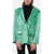 SLEEP NO MORE Curly Velvet Loose-Fit Blazer With Paded Shoulder Green