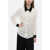 Moschino Couture Chiffon Contrasting Desing Blouse With Jewel Buttoms Black & White