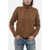 Max Mara Studio Turtleneck Elgar Aran Cashmere Blend Sweater Brown