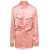 Off-White Mini Pink Asymmetric Shirt Dress In Satin Viscose Woman PINK